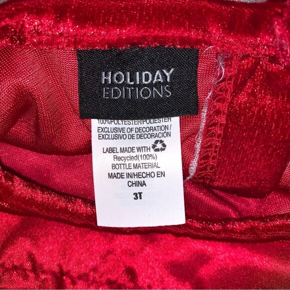 Christmas Holiday Red Velvet Party Fit Flare Dress 3T Faux Fur Trimmed Santa - Picture 6 of 9